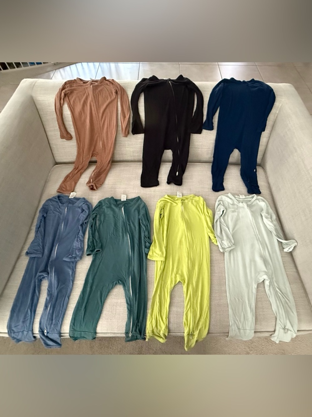 Lot of 7 - Larkspur and Kyte BABY Bamboo Rompers - 12-18 Months